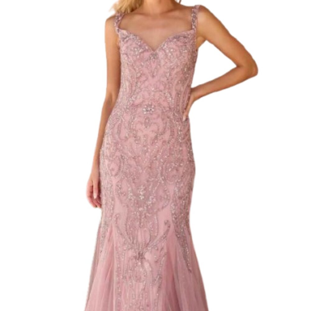 NWT Primavera Couture 13143 Mermaid Mother of the Bride Dress Dusty Rose Size 8